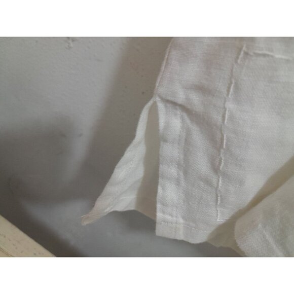 Mens 100% Linen Relaxed Fit Textured Casual Beach Resort Shirt White Size XL - Picture 4 of 8